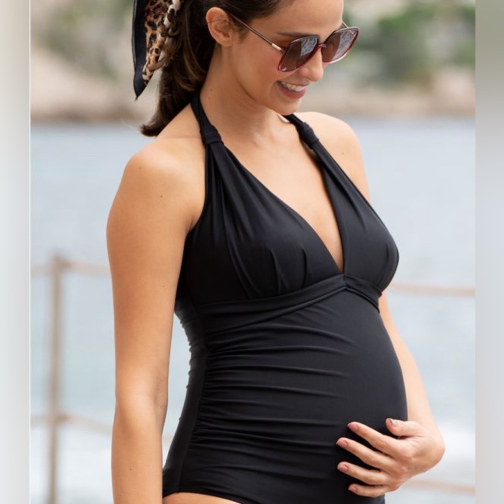 Seraphine, Black Halter Neck Maternity Swimsuit, NWT